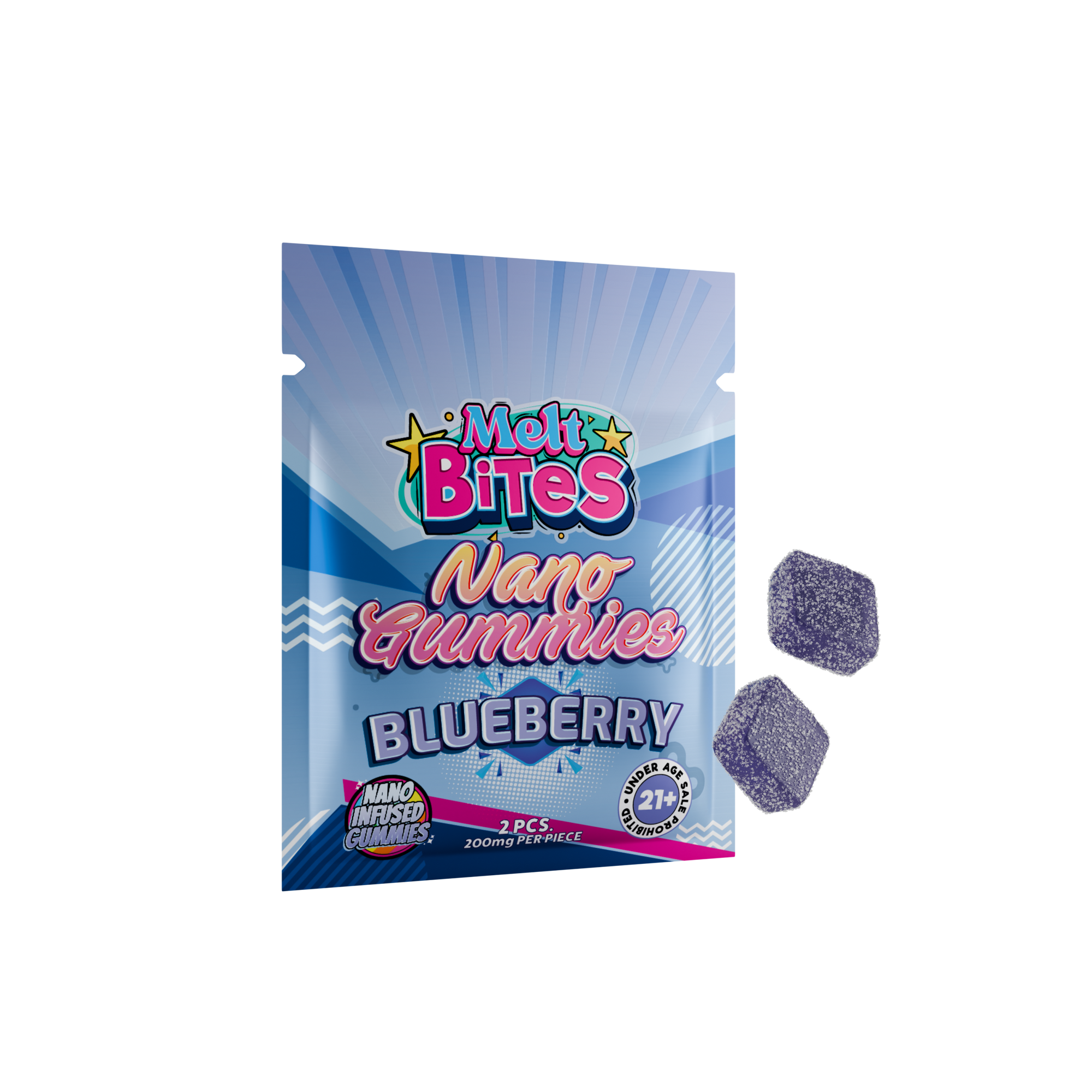 Fa t Acting THC Gummie  – Melt Bite  Nano 400mg | Rapid On et Edible  2-Pack - Melt