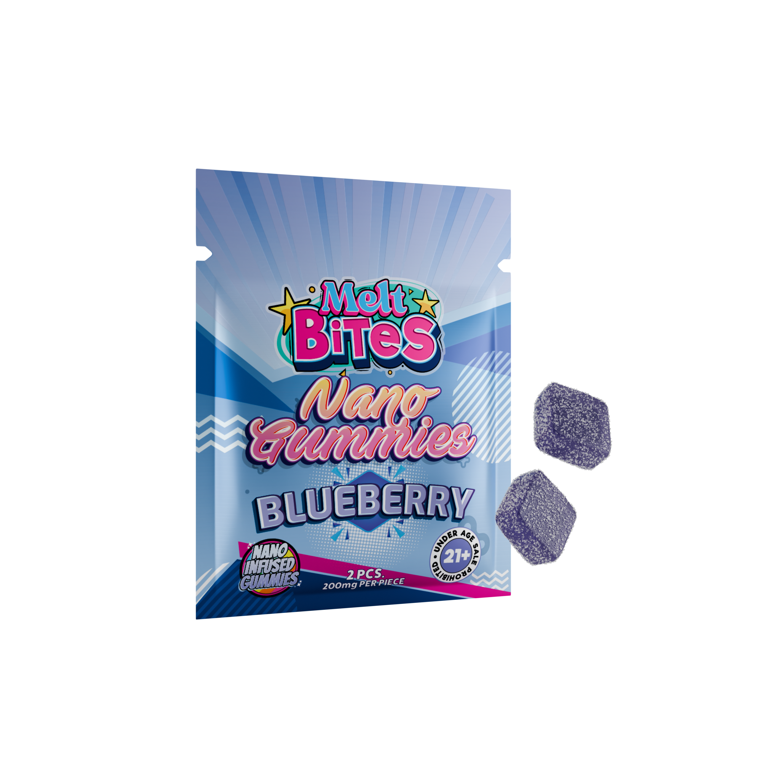 Fa t Acting THC Gummie  – Melt Bite  Nano 400mg | Rapid On et Edible  2-Pack - Melt